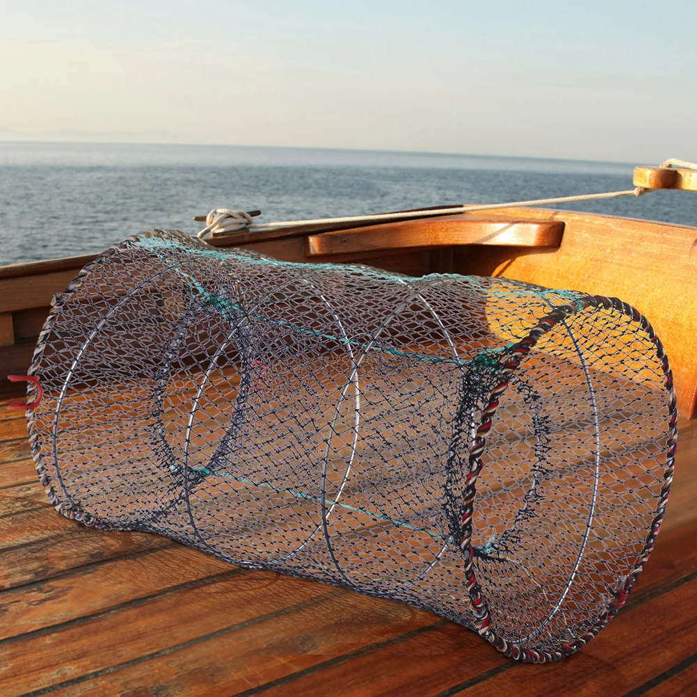 

Folding Fishing Net Trap Cage Bait Catcher Professional Crawfish Portable Nylon Metal Durable Compact Lightweight Multi-function