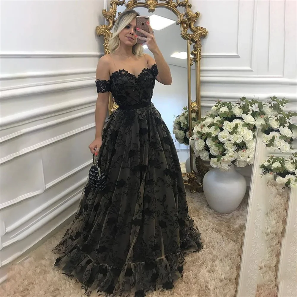 

Lily Off The Shoulder Chic Woman Evening Dress Gown A Line Ball Gown Sweetheart Beach Lace Night Dresses Gown robes de soirée