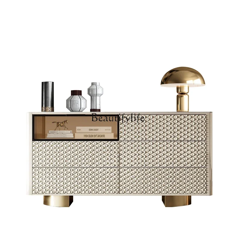

FG10Light luxury high-end sense modern simple living room locker solid wood storage cabinetL