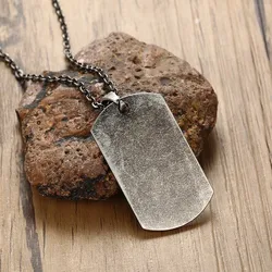Personazlied Dog Tag Necklaces for Men,Retro Grey Stainless Steel Pendant Necklaces,Soldier Tag Collars Gifts 20 inch