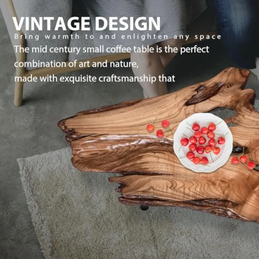 Rustic Coffee Table Unique Live Edge Table Organic tural Edge Design for Living Room Home Office Easy Assembly Solid Wood Cente