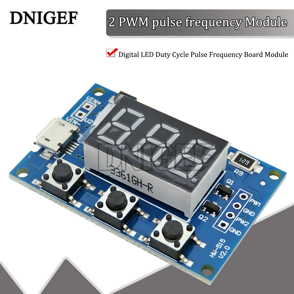 5-30V Micro USB 5V Power 2 Channel Dual Way Independent PWM Generator Digital LED Duty Cycle Pulse Frequency Board Module