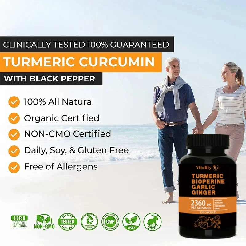 Vitality Turmeric Curcumin with Black Pepper for Optimal Absorption, Best Vegan Joint Support Supplement