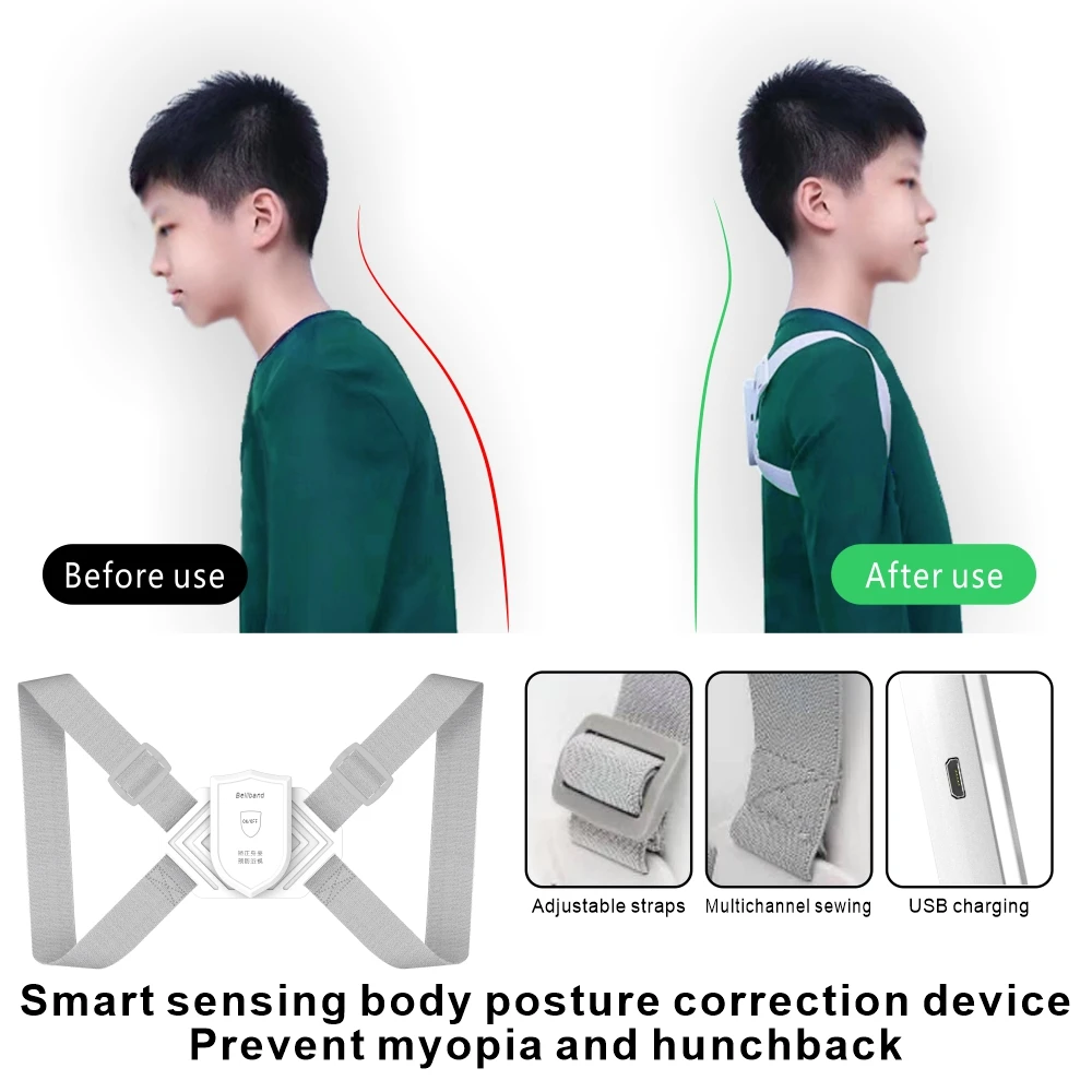 Intelligent Posture Corrector Smart Correction Belt Adjustable Invisible Adult Child Hunchback Posture Corrector Vision Protect