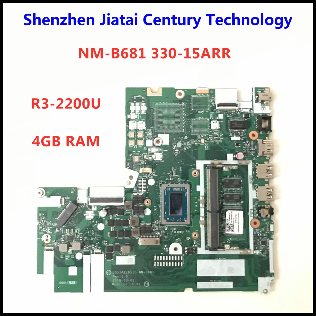 

EG534&EG535 NM-B681 For Lenovo ideapad 330-15ARR Laptop motherboard With R3-2200CPU 4G RAM 5B20R56763 motherboard 100% Test OK