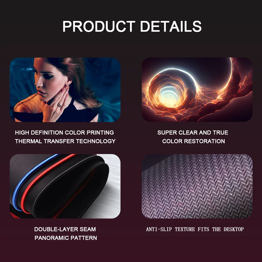 Grande LockEdge Gaming Mouse Pad, Teclado de computador Table Desk Mat, Cantor L- Lana Del Rey Mousepad