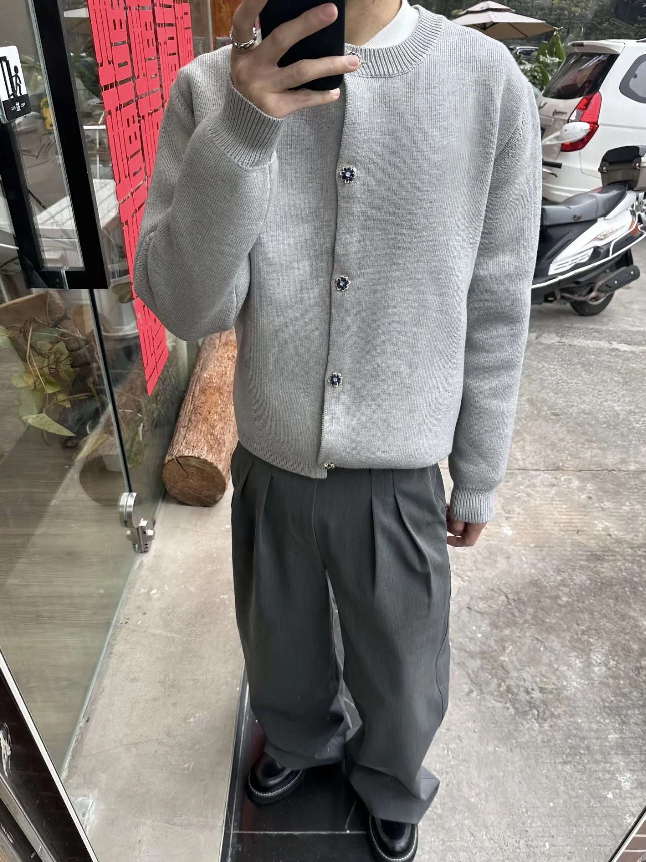 

Retro American ay Button Knitted Cardigan Men's Autumn Winter Warm Versatile Sweater Jaet Loose Fit Daily Wear Long Sve