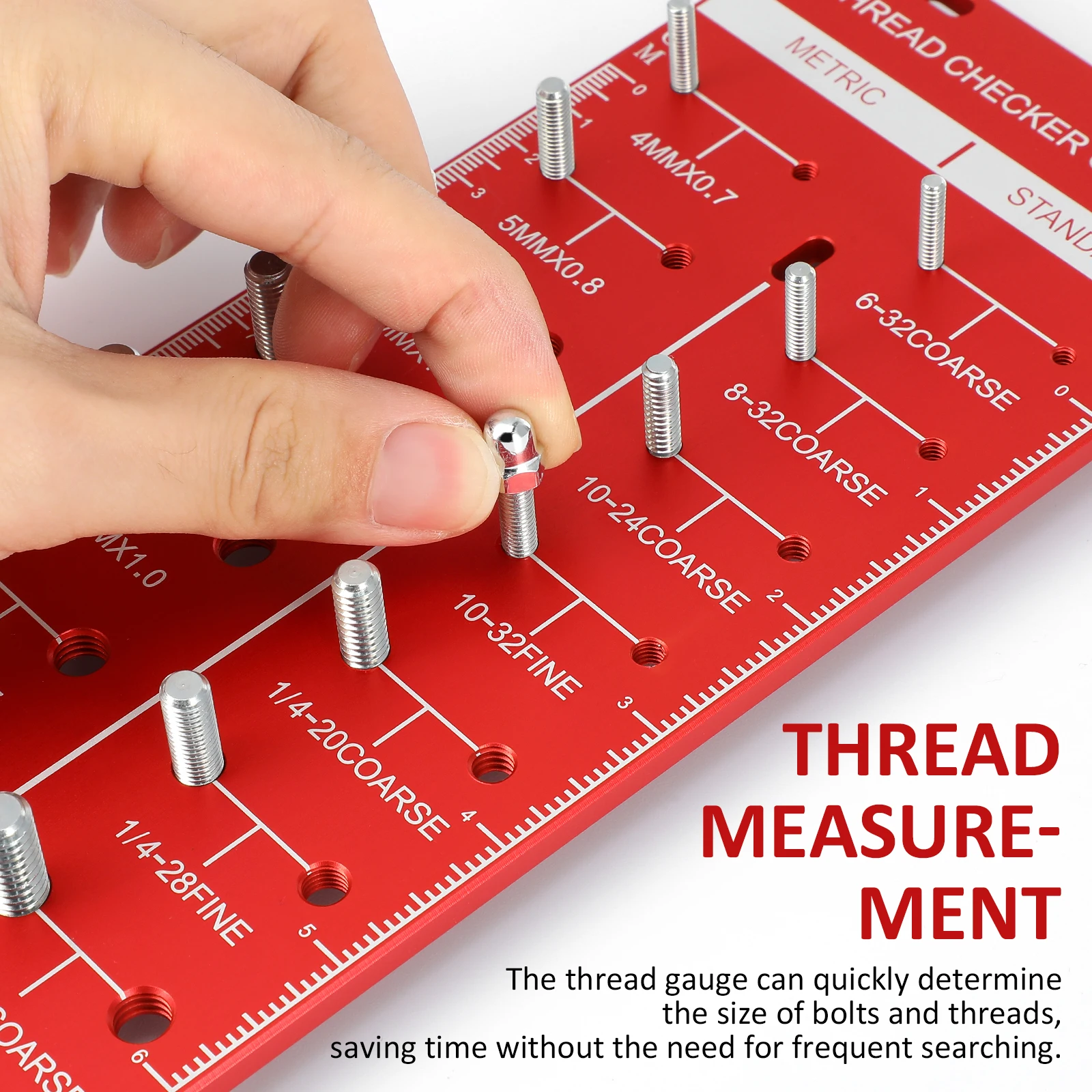 

28 Sizes Nut Bolt Gauge M4 2 0 Nut And Bolt Thread Checker Thread Checker Red Aluminum Measuring Tool Storage