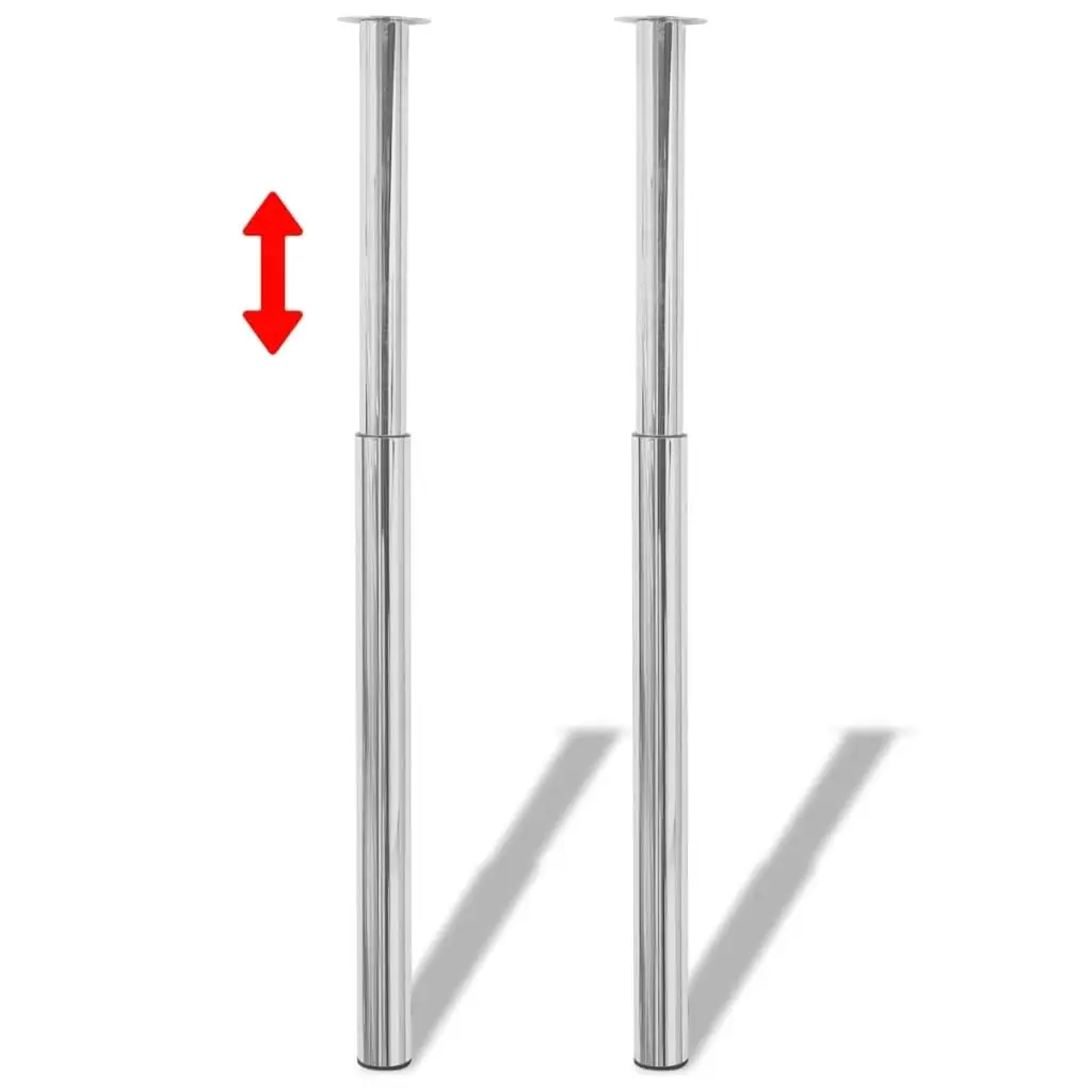 2 Pack Telescopic Table Legs Chrome Adjustable Height 710mm to 1100mm
