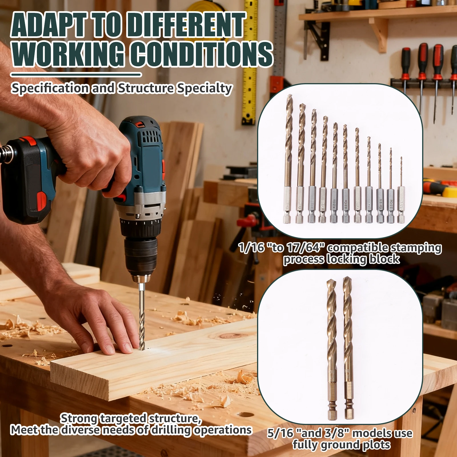 

HSS Titanium Drill Bit Set 13PCS 1/4 Inch Hex Shank Metal Drilling Bits For Stainless Steel Wood PVC Quick Change Impact Bit