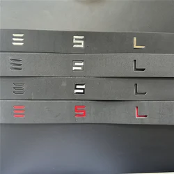 ABS Car Front Rear Emblem Sticker Black for Tesla Model 3 Y Auto Tail Box Logos Steering Wheel Decoration Modified Accessories