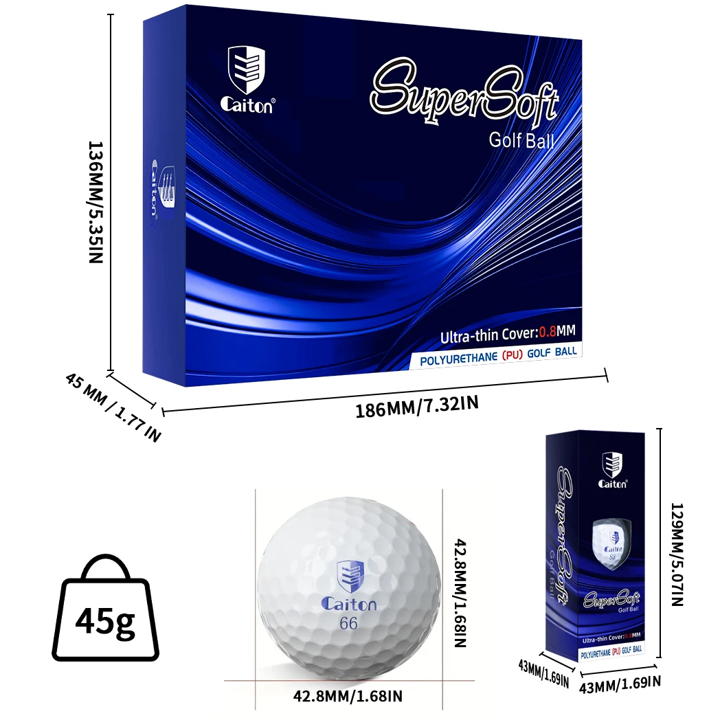 Caiton Tournament-Grade PU Golf Balls - 12Pcs,Multi-Layer 3/4/5 Layer Opt ,  Ultra-Soft Feel, High Swing Speed, Durable Cover