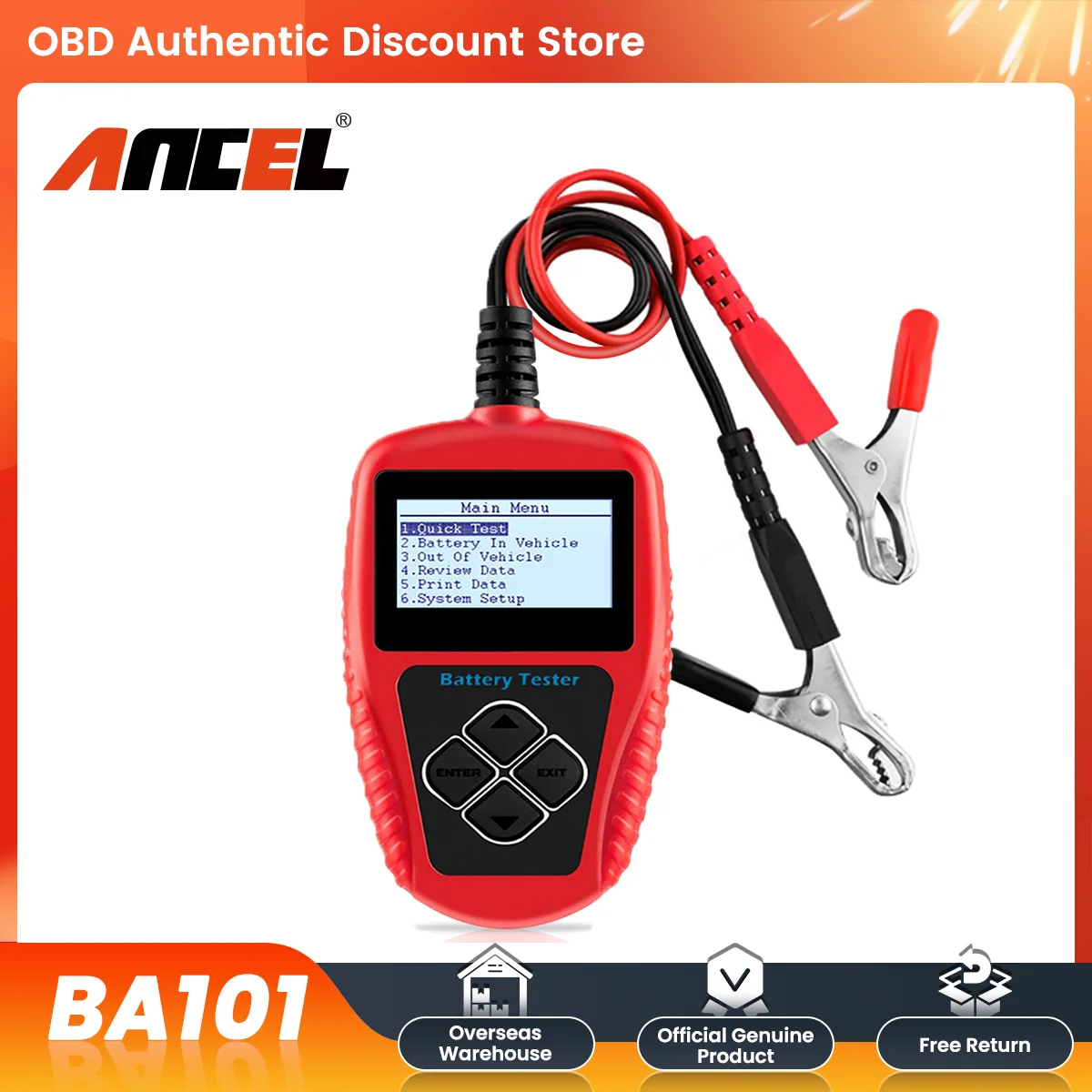 ANCEL BA101 12V Automotive Car Battery Tester 100-2000CCA Digital Analyzer Tester Tools Battery Load Tester for Car Motorcycle