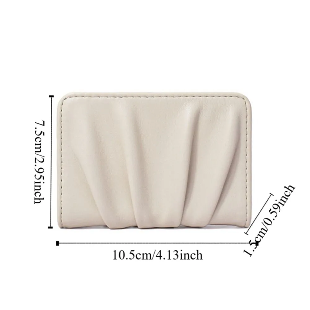 New Design PU Leather Mini Short Wallet Pleated Multifunctional Women Card Holder Large Capacity Foldable Handheld Purse Lady