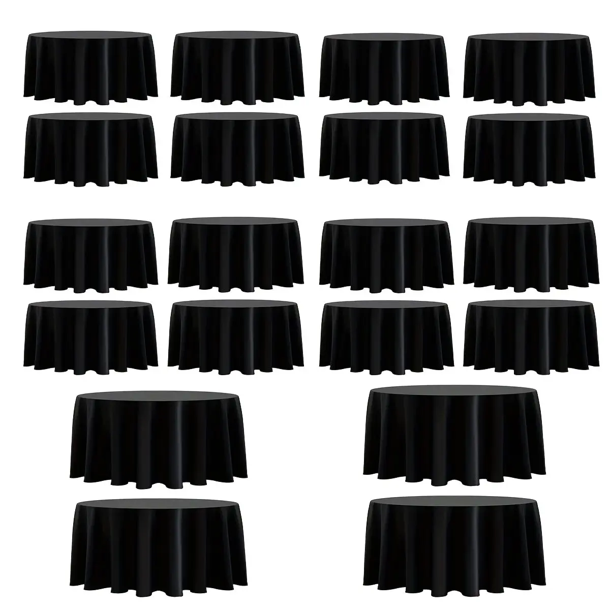 Black & White Round Tablecloth Set – 6/12/18 pcs, Wrinkle-Resistant Dining Cover for Kitchen, Parties, Weddings & Holidays | Fit
