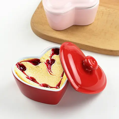 Heart Shaped Bowl, Small Dipping Sauce Cups, Ramekins Oven Safe for Creme Brulee Salad Snack Dessert Souffle Pudding Custard