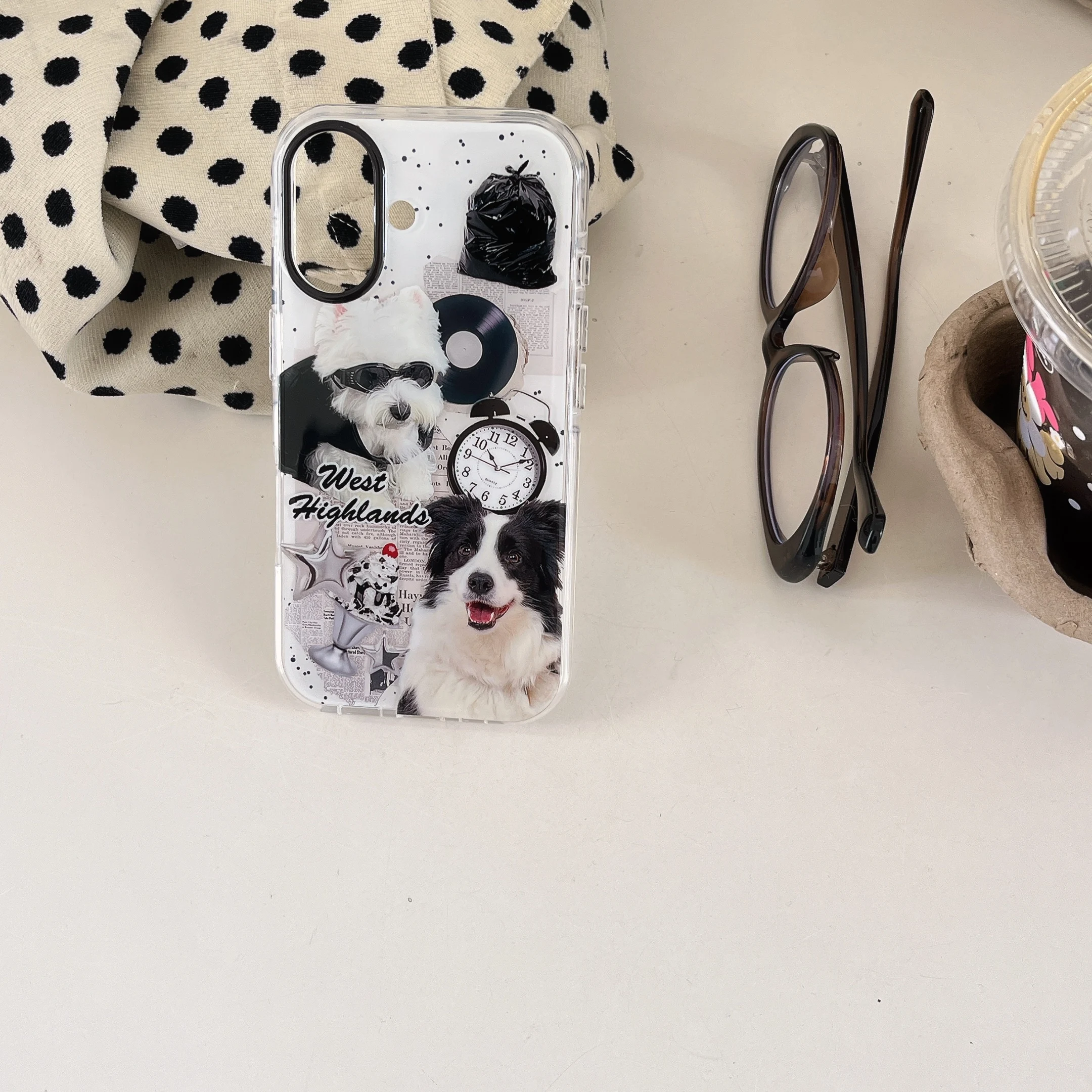 Retro-Stil-Record- und coole Hunde-Handyhülle für iPhone 16, Pro Max 15 14 13, Rückseite, Geschenk