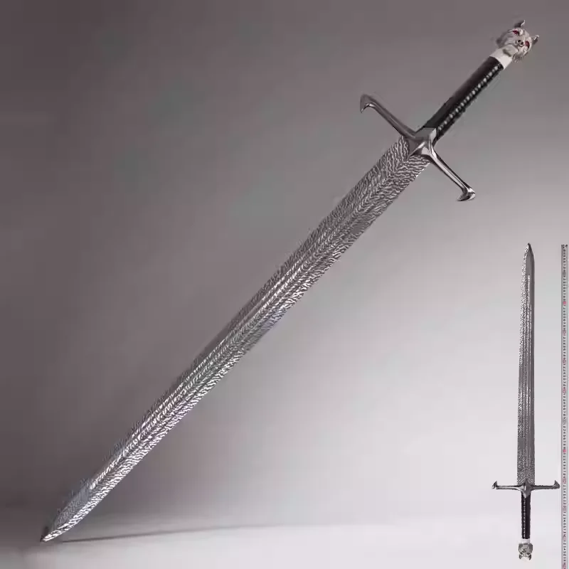 Espada de garra larga de 107cm, espada de lobo helado de Jon Snow, hoja de acero inoxidable, espada real para cosplay no afilada, escenario de juego de rol para cosplay