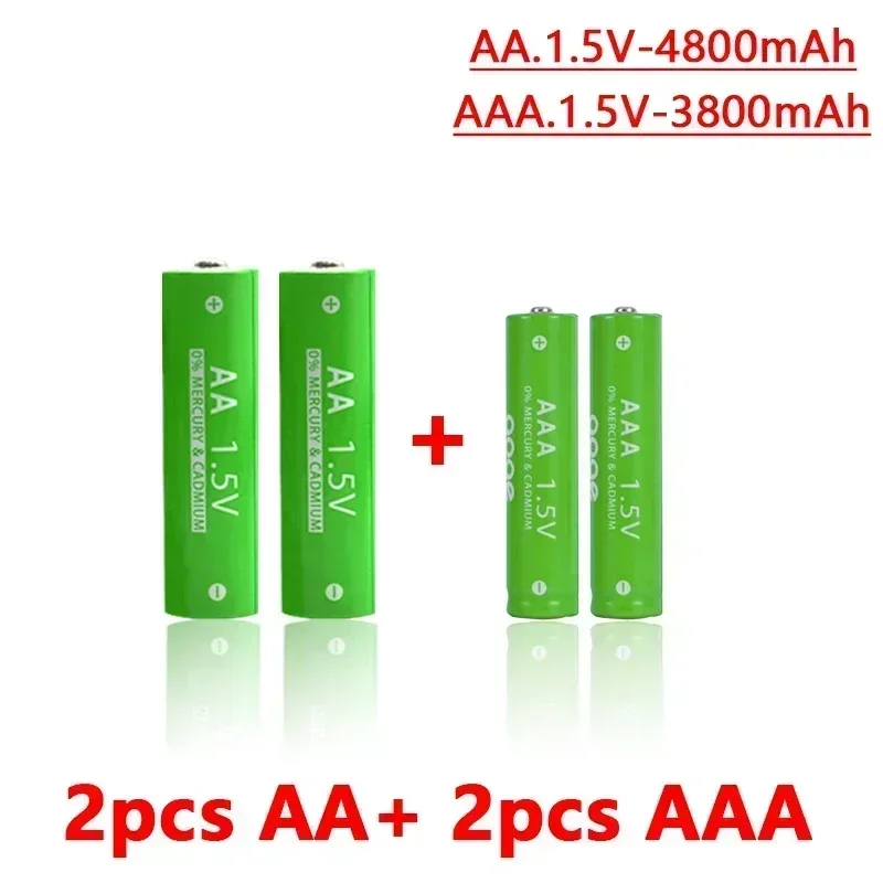 AA + AAA Alkaline Battery AA 1.5V 4800mAh/1.5V AAA 3800mah Flashlight Toys Watch MP3 Player Replace Ni-Mh Battery