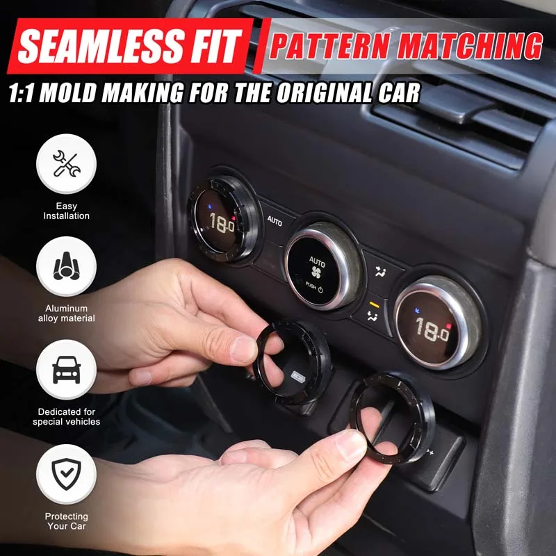 

3Pcs Aluminum alloy black For Land Rover Defender 90 110 130 2020+ car rear air conditioning volume knob cover Car accessories