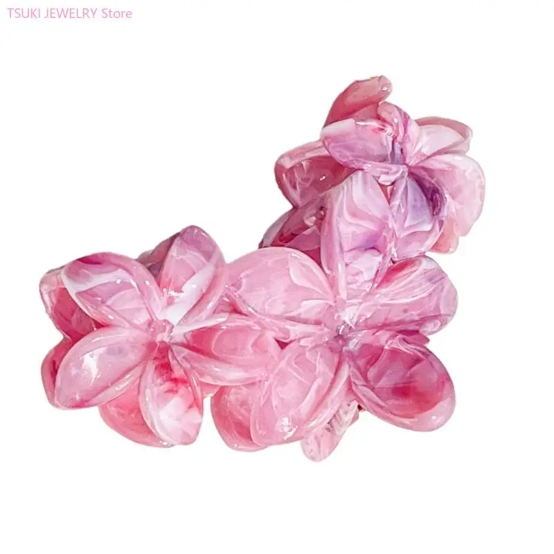 62ke prendedor cabelo elegante com design floral frangipani, acessório cabelo plástico prático, garra cabelo para