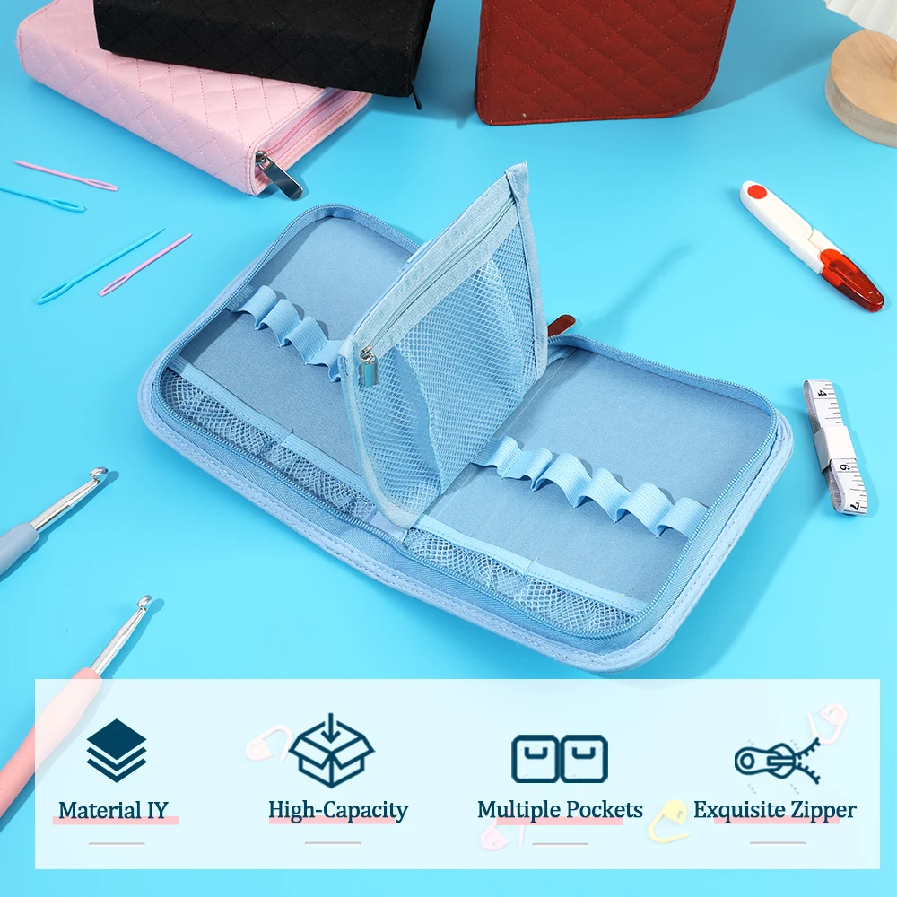 Empty Crochet Hook Storage Bag Knitting Needles Organizer Bag Portable DIY Knitting Sewing Tools Accessories Storage Bag