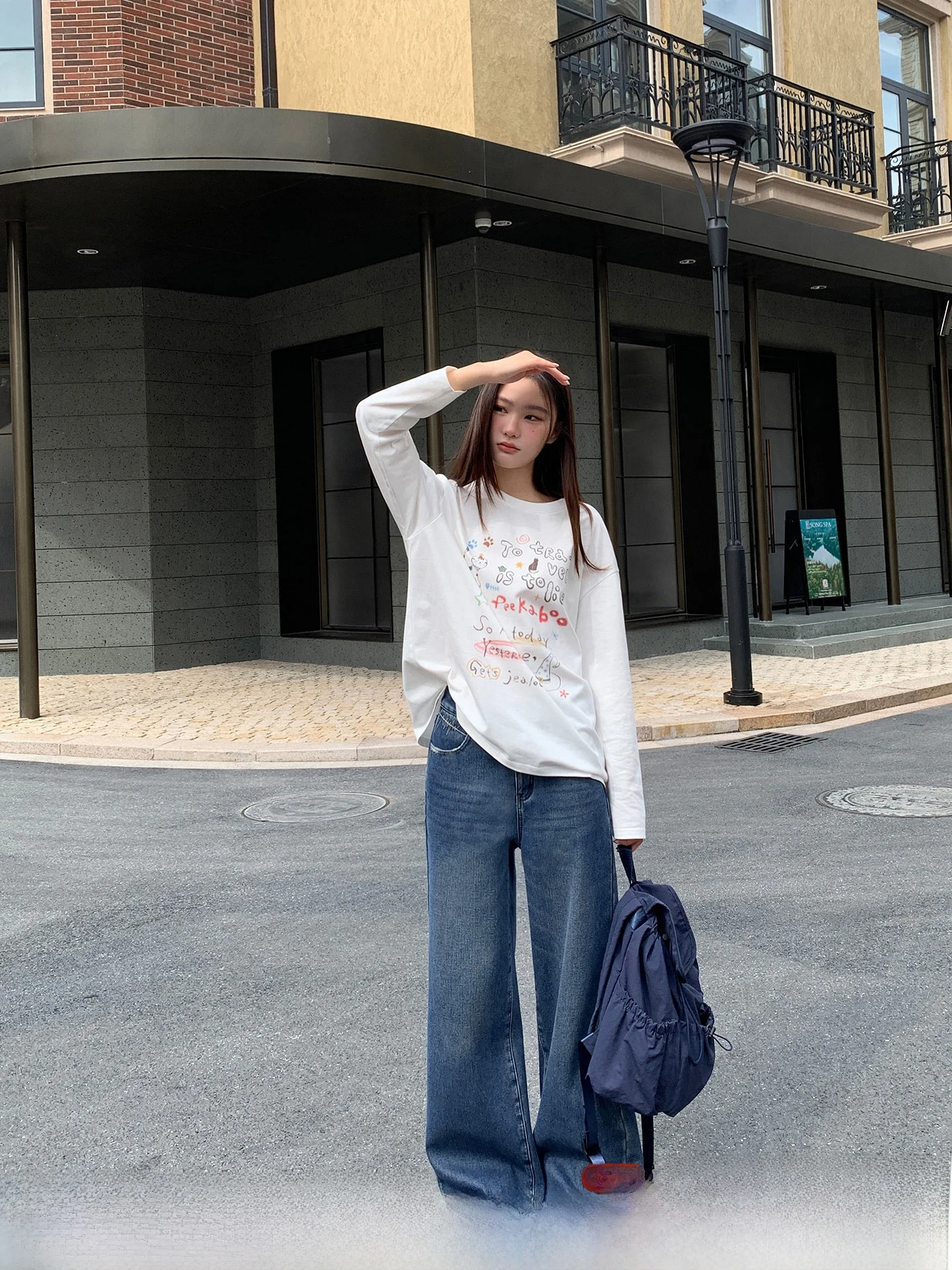 

Женские джинсы с высокой талией и прямым кроем, утепленные флисом, осенне-зимние, свободного кроя, с дизайнерскими карманами, от Ni Hao