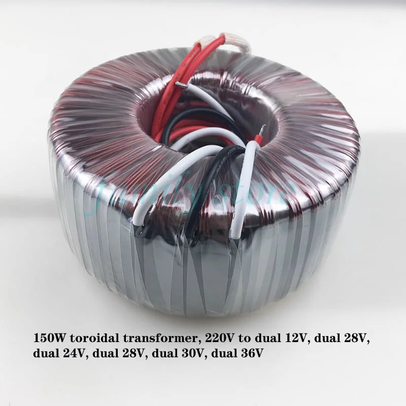 150W toroidal transformer, 220V to dual 12V, dual 24V, dual 28V, dual 30V, dual 36V. Amplifier transformer