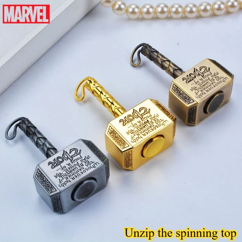 Marvel creative Thor's hammer fidget spinner stress relief toy The Avengers metal rotating keychain pendant backpack accessories