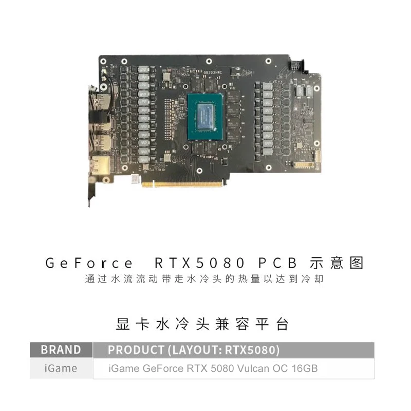 

Bykski для iGame GeForce RTX 5080 Vulcan OC 16 ГБ, кулер для видеокарты с блоком графического процессора и задней панелью, радиатор охлаждения ПК N-IG5080VXOC-X