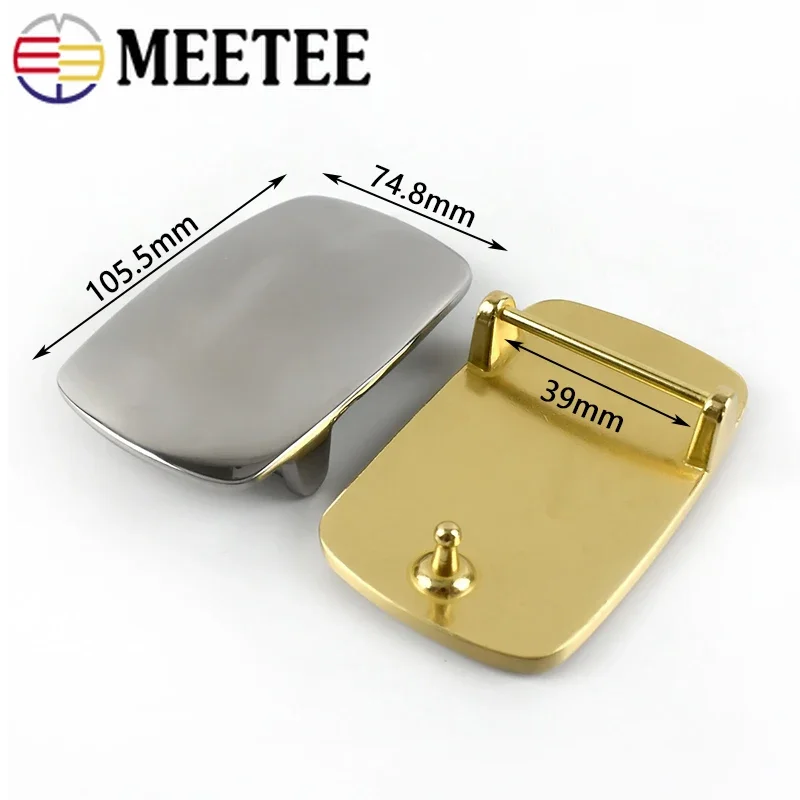 Meetee 1Pc/2Pcs 39mm High-grade Stainless Steel Brass Men Belt Buckle for 37-38mm Belts Clasp Head Jeans Leather Craft Accessory