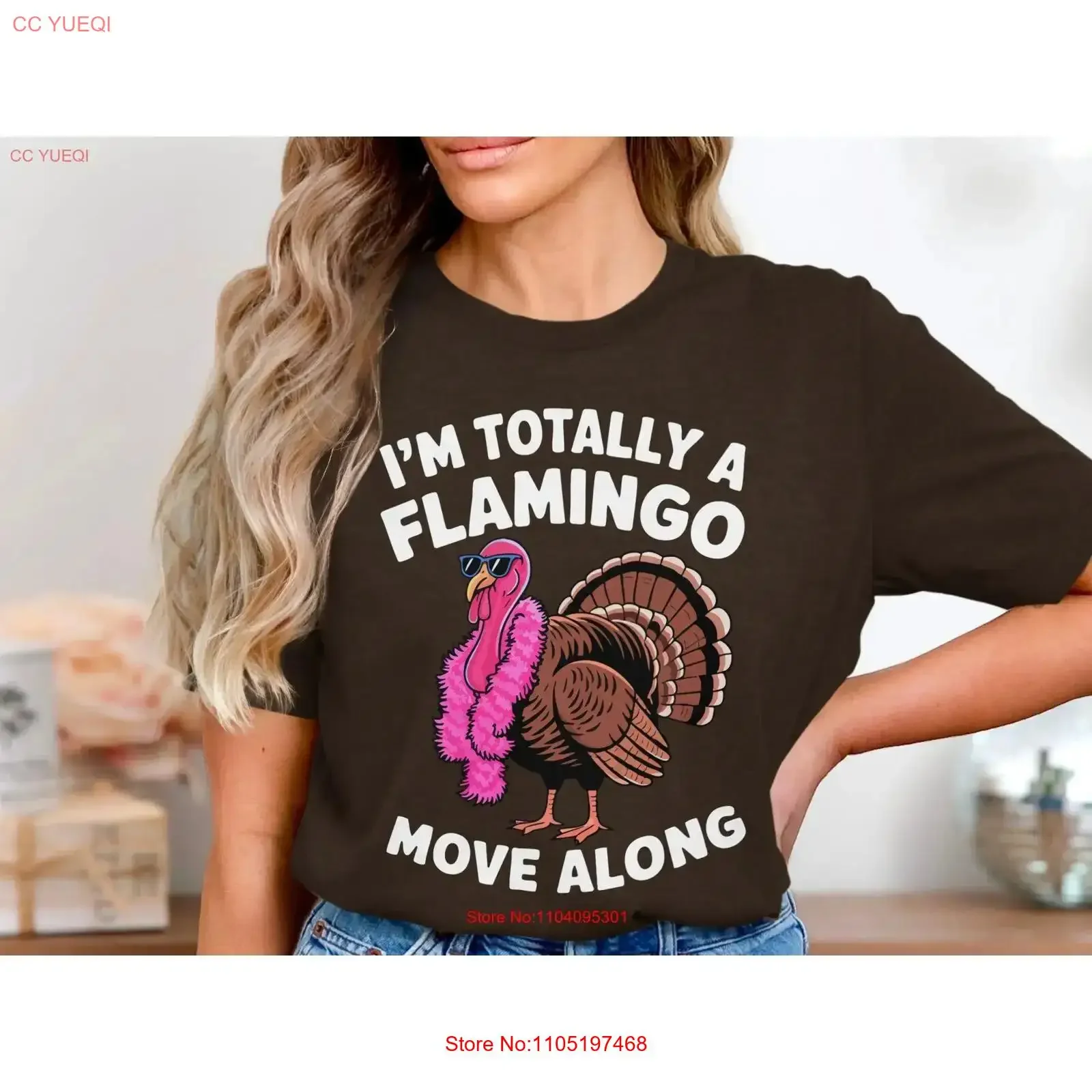 

Funny THANKSGIVING TURKEY FLAMINGO T Shirt I'm Totally a for Her Him Humor Fun Holiday vintage Washed Breathable Stylish
