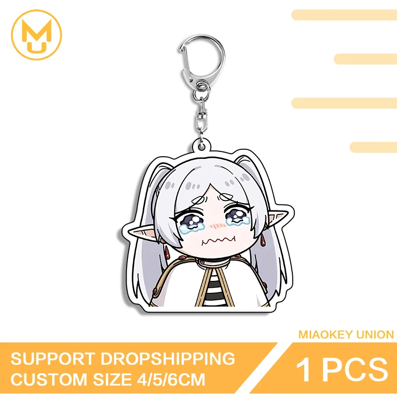 Crying Frieren Key Holder Kawaii Pendant Keyholder Window Screen Strap Y2K Portrait Accessories Suitable For Animelovers