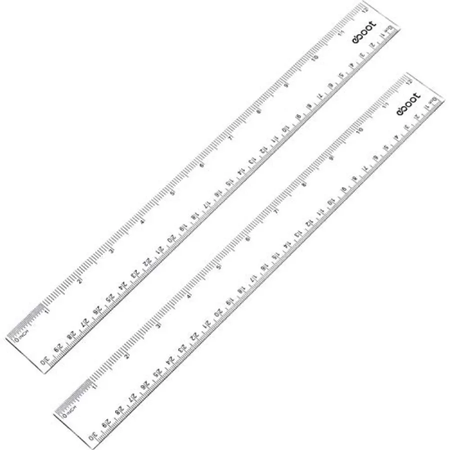 School and office use: clear plastic ruler, 12 inches, transparent, durable and precise measuring tool for students