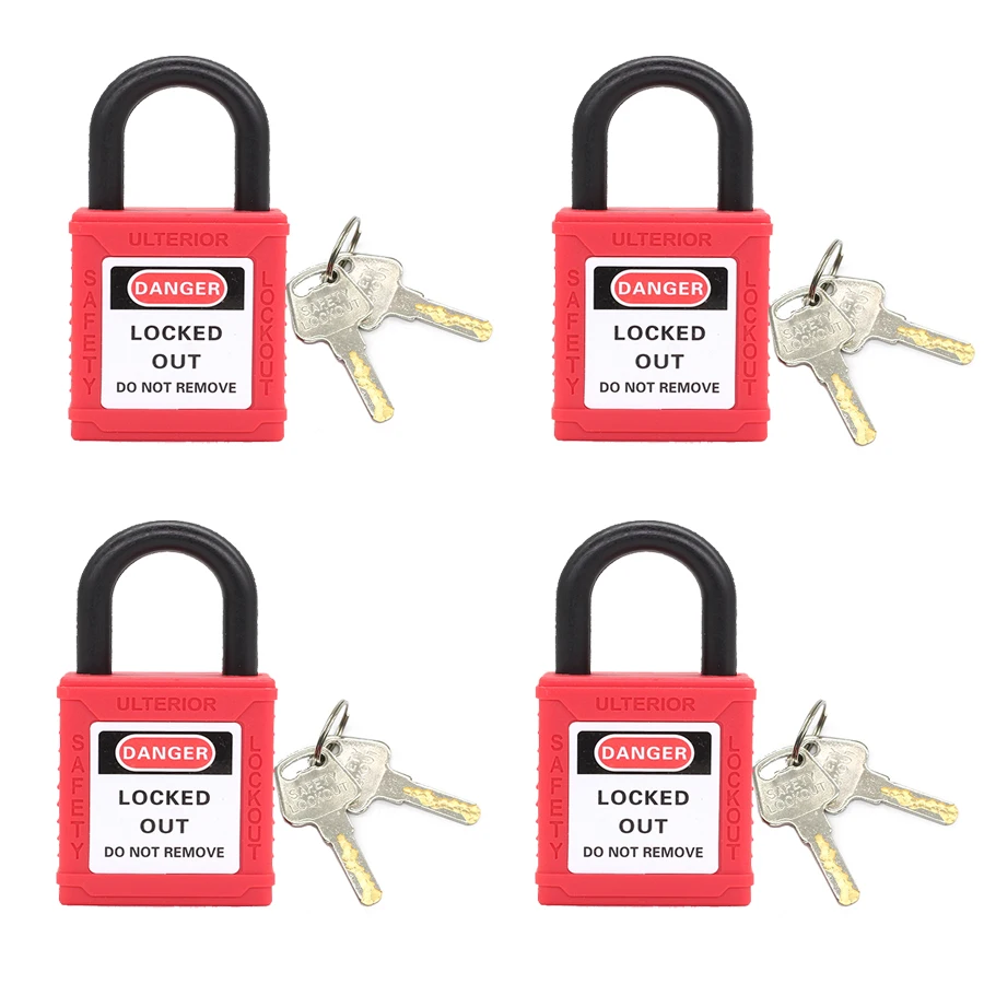 4Piece  Safety lockout Lockout Nylon Safety Padlock 25mm red non-conductive nylon lockout Padlock with  LOTO Device Manufacturer