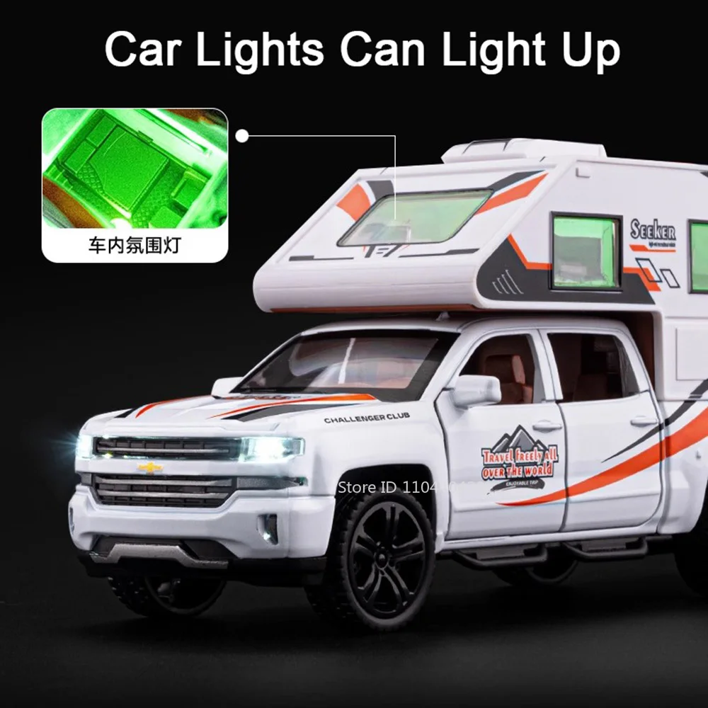 1:32 Legering Camping Auto Toeristische RV Model Diecast Speelgoed Auto's met Geluid Licht Trek Deuren Geopend Voertuig Kinderen Verjaardagscadeau
