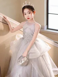 Birthday Party Girls Slim Fit Luxury Dresses Fashion Show Children Host Formal Gowns School Prom High end Princess Dress