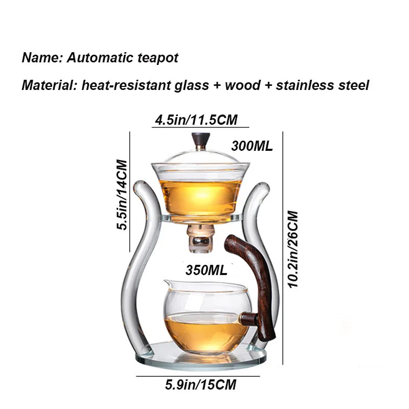 BOZZH Automatic Lazy Kungfu Glass Tea Set Magnetic Rotating Cover Bowl Household Heat-Resistant Teapot Glass teapot