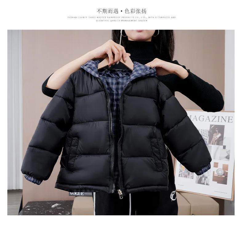 Winter Jungen Verdickte Karierte Kapuzenjacke aus Baumwolle Mädchen Kinder Winddichte Warme Jacke Baby Weiche Freizeitkleidung Schule Sport Kinder – Detail 15