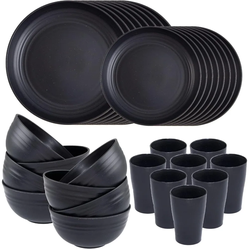 

Wheat Straw Dinnerware Sets,Unbreakable Dinner Plates for 8,Microwave Dishwasher Safe,16pcs Plates, 8pcs Bowls, 8pcs Cups.