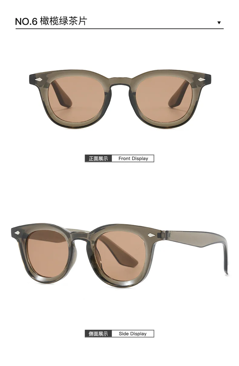 Retro Runde Männer Sonnenbrille Mode Klare Ozean Objektiv Shades UV400 Frauen Trend Nieten Gläser – Detail 12