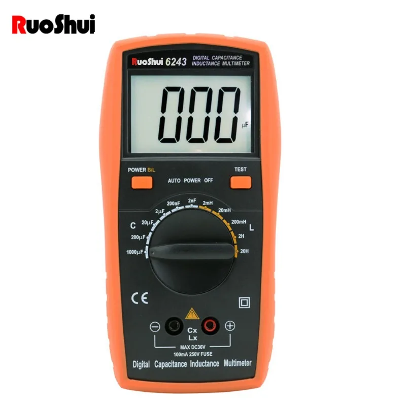 RuoShui 6243 Digital Capacitance LCR Meter Handheld Capacitor Transistor ESR Tester LCD Backlight Diode Capacimetro Multimeter