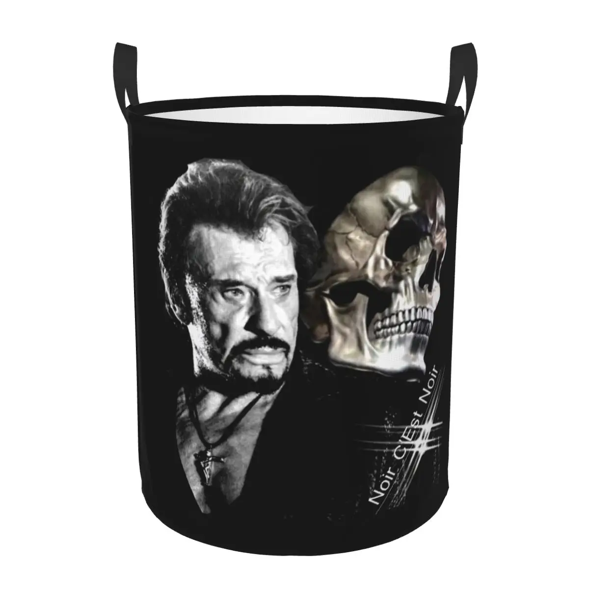 Customized Johnny Hallyday Laundry Basket Collapsible France Rock Singer Clothes Toy Hamper Storage Bin for Kids Nursery