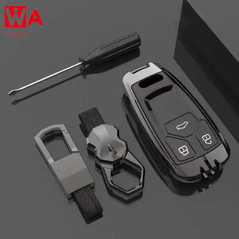 

Zinc Alloy Car Remote Key Case Cover Shell For Audi A4 B9 A5 A6 8S 8W Q5 Q7 4M S4 S5 S7 TT TTS TFSI RS Protector Fob Keyless