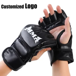 Luvas profissionais de treinamento de boxe para homens, Almofada Metade do Dedo, UFC, MMA Training, Equipamento de Boxe, Logotipo Personalizado