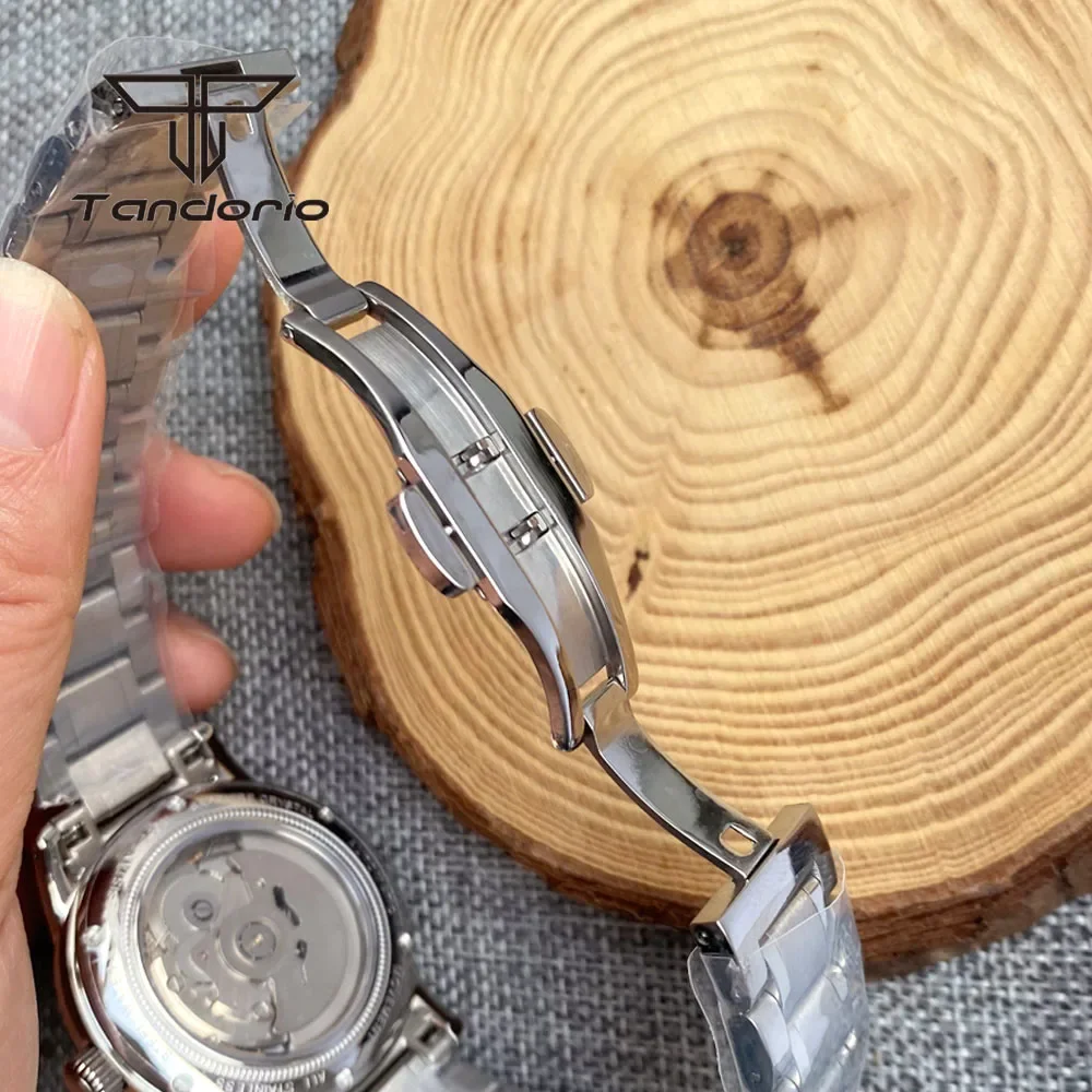 Logotipo personalizado/Nombre/texto NH34 40mm reloj automático doble cúpula zafiro fecha GMT pulido reloj de pulsera de buceo para hombres parte trasera transparente