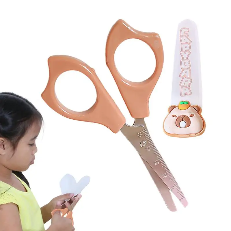 Nożyczki dla dzieci Cartoon Capybara nożyczki bezpieczeństwa z okrągłą końcówką wielofunkcyjne artykuły papiernicze dla studentów małe cięcie Scrapbooking