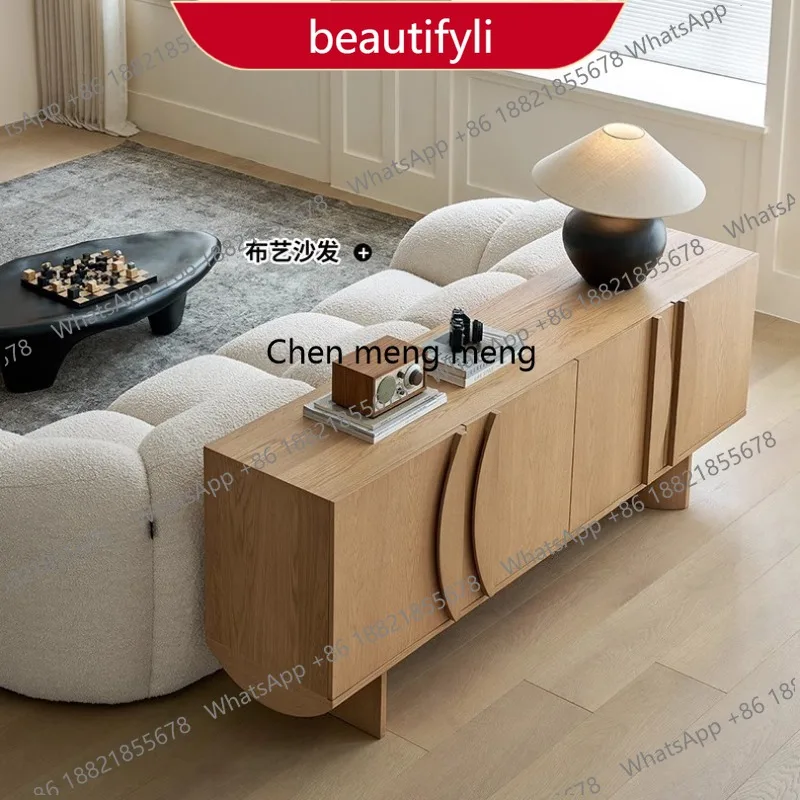 

02 Medieval log style dining side cabinet, living room entrance cabinet, Italian light luxury storage locker