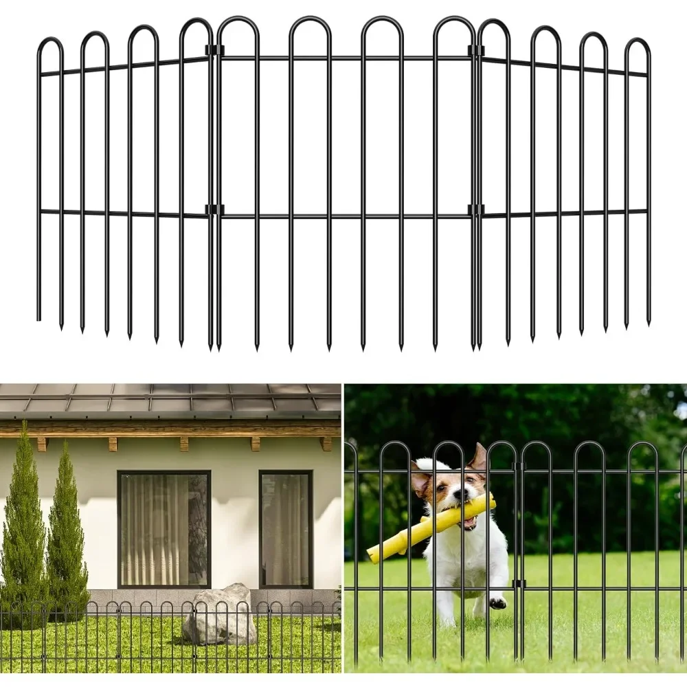 Garden Fence,16.5in (H) X 21ft (L) Animal Barrier and Borders, Fences Flower Bed, Metal Rustproof Panels Edging, Garden Fence