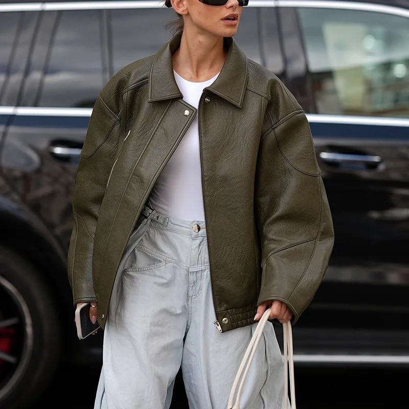 

Женское винтажное мотоциклетное пальто, осенний стильный дизайн в уличном стиле для модных байкеров